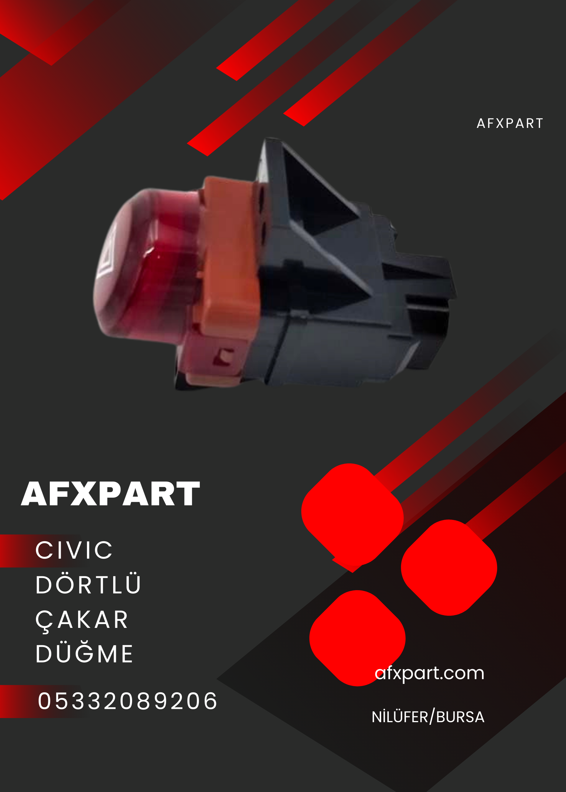 FD6 Civic Dörtlü Çakar Düğme Flaşör 2006-2011  33510-SNA-003